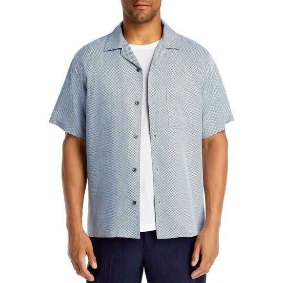 Theory M0479525 Men's Sz M Blue Multi Reef Print Noll Button Down S/S Shirt $165 - Picture 1 of 5